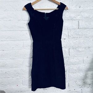 Vintage 80s 90s Michael Joseph Sz 7 Black Suede Leather Bodycon Mini Biker Dress